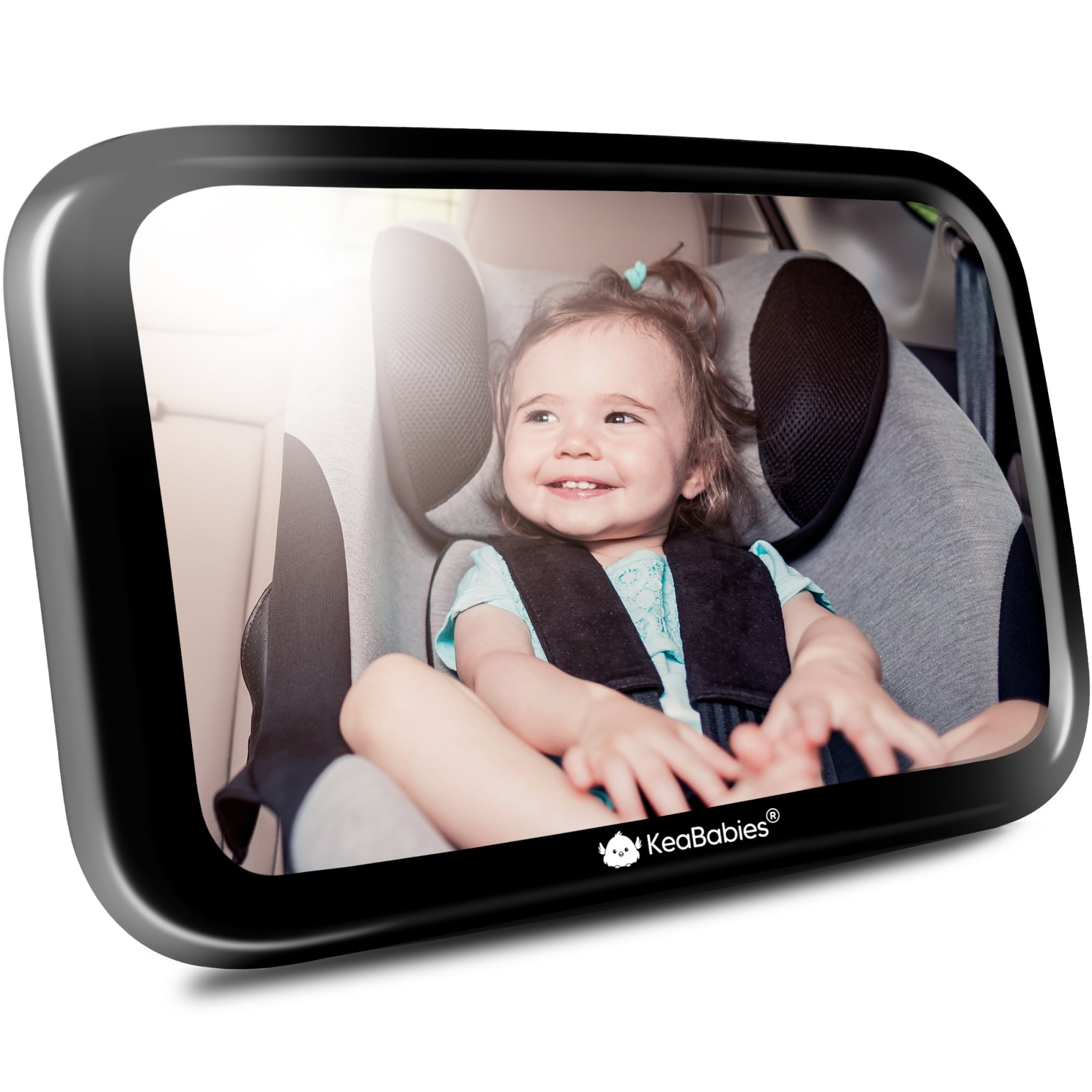 Baby Car Seat Mirror Large Sleek Black