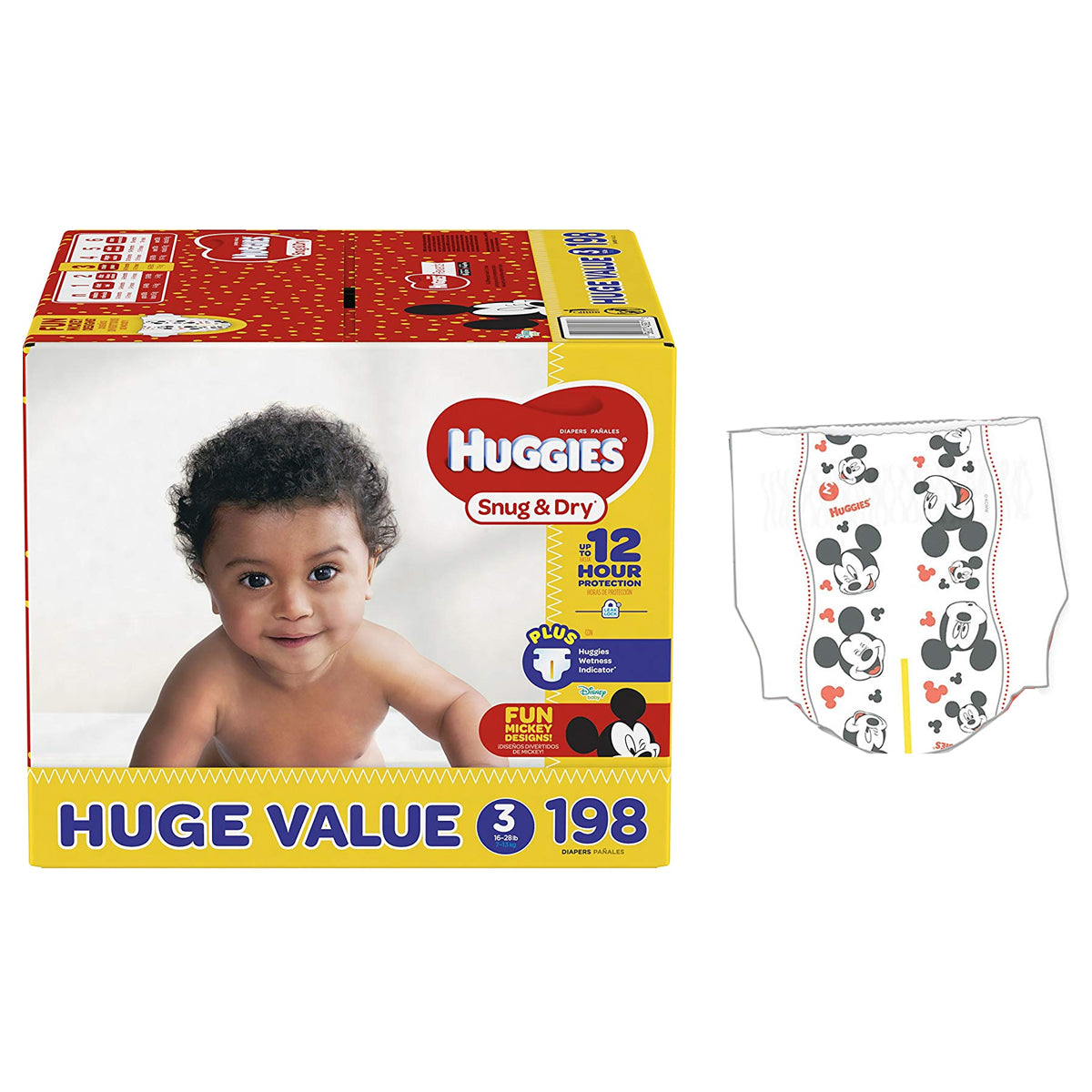 HUGGIES Snug and Dry Diapers, Size 3, HUGE Pack, 198 Count